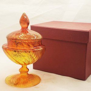 Venetian Mirho glass amberina color lidded trinket